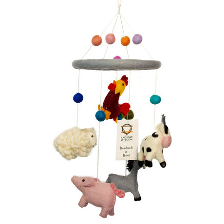 Handmade Felt Mobile - Farm Animals