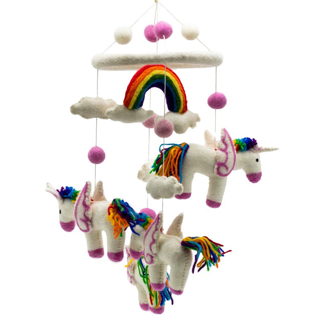 Handmade Felt Mobile - Rainbow Unicorns