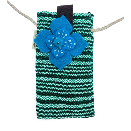 Phone Holder Bag Stripes Green  - flower decor