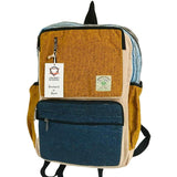 Large Boxy Hemp Backpack - Teal & Tumeric