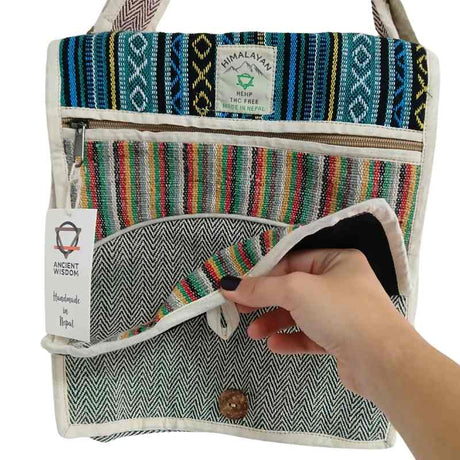 Hemp Laptop Messenger Bag - Curves