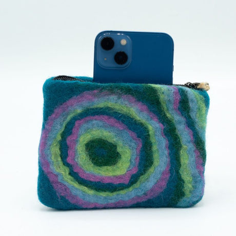 Natural Felt Zipper Pouch (asst) - Psychdelic