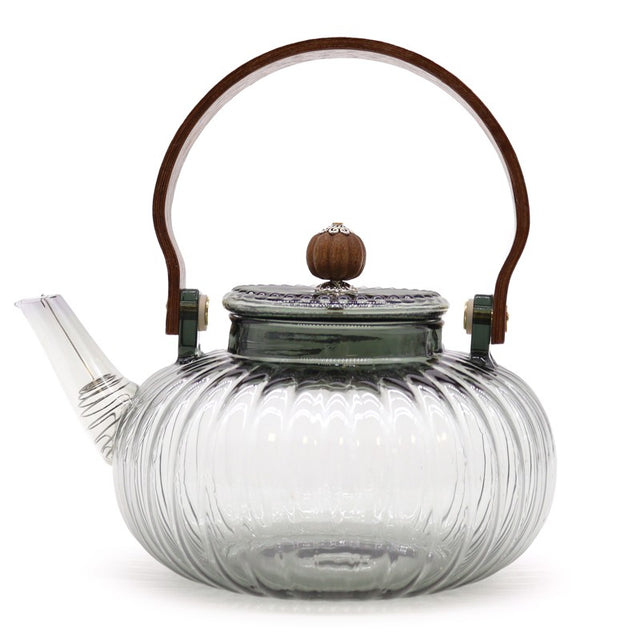 Glass Infuser Teapot - Charcoal Ribbed Pearl - 950ml