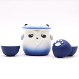 Panda Teapot Set & Three Cups - Sky Blue