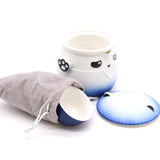 Panda Teapot Set & Three Cups - Sky Blue