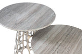 Giner and Colomer - Set Of 2 Circular Marble & Nickel Aluminum Coffee Tables