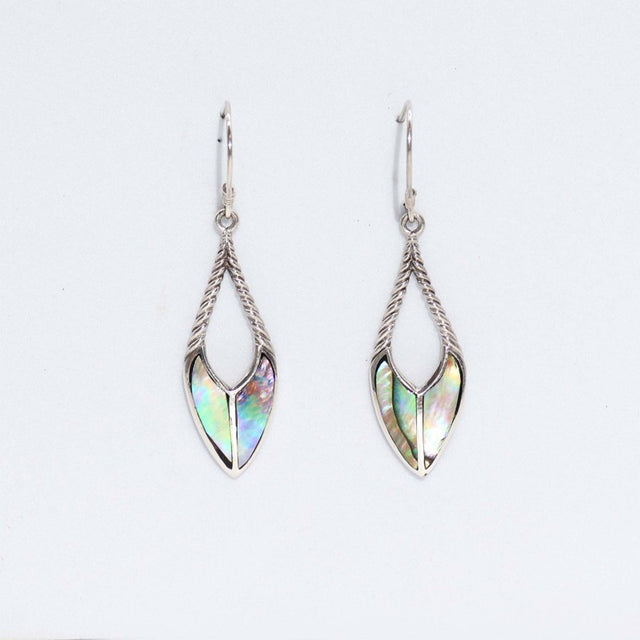 Shell & Silver Earrings - Spear Drops - Abalone