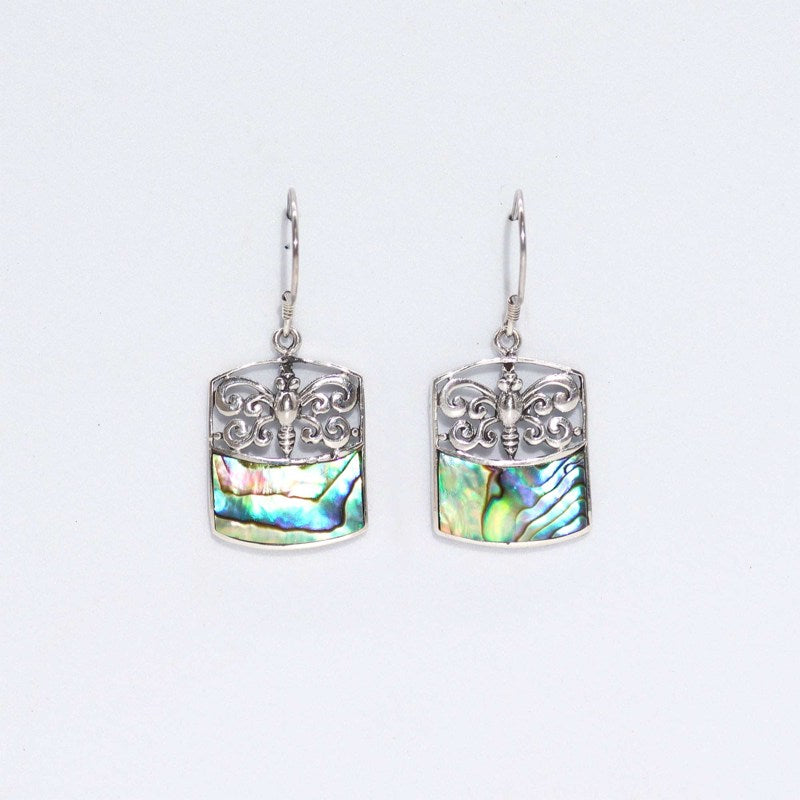 Shell & Silver Earrings - Dragonfly - Abalone