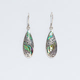 Shell & Silver Earrings - Long Teardrop - Abalone