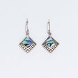 Shell & Silver Earrings - Square Dots- Abalone