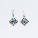 Shell & Silver Earrings - Square Dots- Abalone