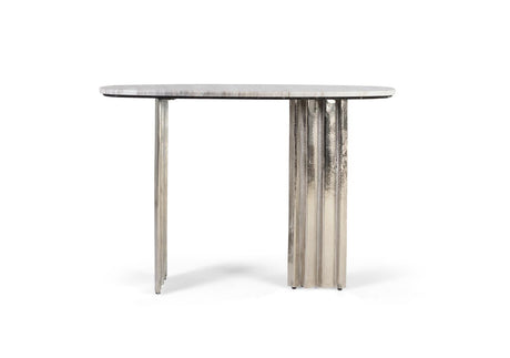 Giner and Colomer - Console With Corrugated Aluminum Base & Beige Marble Top (Wall Anchors Recommended)