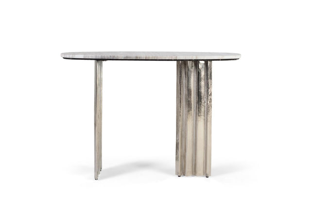 Giner and Colomer - Console With Corrugated Aluminum Base & Beige Marble Top (Wall Anchors Recommended)
