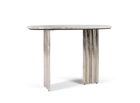 Giner and Colomer - Console With Corrugated Aluminum Base & Beige Marble Top (Wall Anchors Recommended)