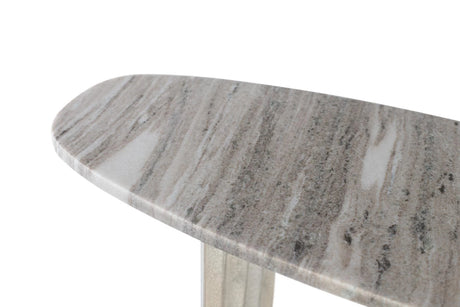 Giner and Colomer - Console With Corrugated Aluminum Base & Beige Marble Top (Wall Anchors Recommended)