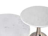 Giner and Colomer - Set Of 2 Circular Marble & Nickel Aluminum Coffee Tables
