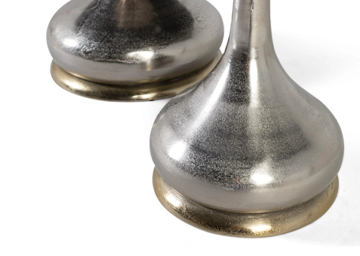 Giner and Colomer - Set Of 2 Circular Marble & Nickel Aluminum Coffee Tables