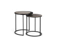 Giner and Colomer - Set Of 2 Round End Tables With Gold & Silver Leaf Relief