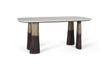 Giner and Colomer - Oval Dining Table With Beige Marble Top & Fluted Aluminum Legs