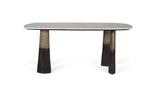 Giner and Colomer - Oval Dining Table With Beige Marble Top & Fluted Aluminum Legs