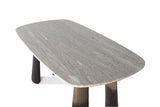 Giner and Colomer - Oval Dining Table With Beige Marble Top & Fluted Aluminum Legs