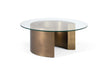 Giner and Colomer - Round Glass Coffee Table With Antique Bronze Circular Base