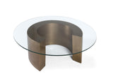 Giner and Colomer - Round Glass Coffee Table With Antique Bronze Circular Base