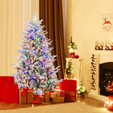 147/186 Flocked Christmas Tree with 8 Lighting Modes-M