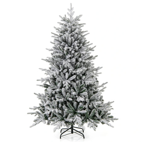 147/186 Flocked Christmas Tree with 8 Lighting Modes-M