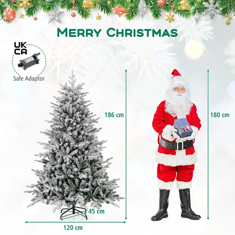 147/186 Flocked Christmas Tree with 8 Lighting Modes-M
