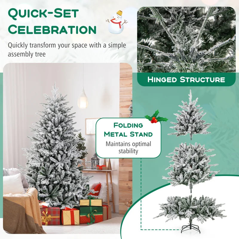 147/186 Flocked Christmas Tree with 8 Lighting Modes-M