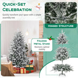 147/186 Flocked Christmas Tree with 8 Lighting Modes-M