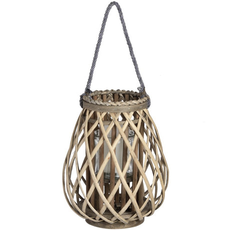 Small Wicker Bulbous Lantern