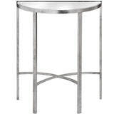 Mirrored Silver Half Moon Table With Cross Detail