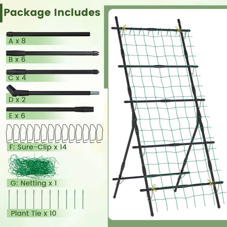74 Inch Tall Garden Trellis for Flower Vine Vegetable Fruit Pea-Black