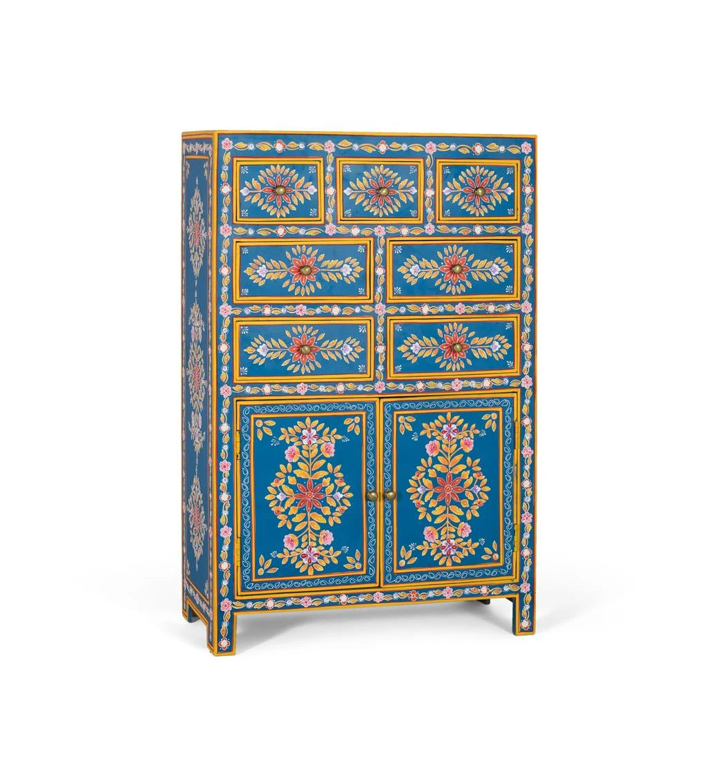Giner and Colomer - Tall Mango & MDF Sideboard (7 Drawers, 2 Doors, Hand-Painted)
