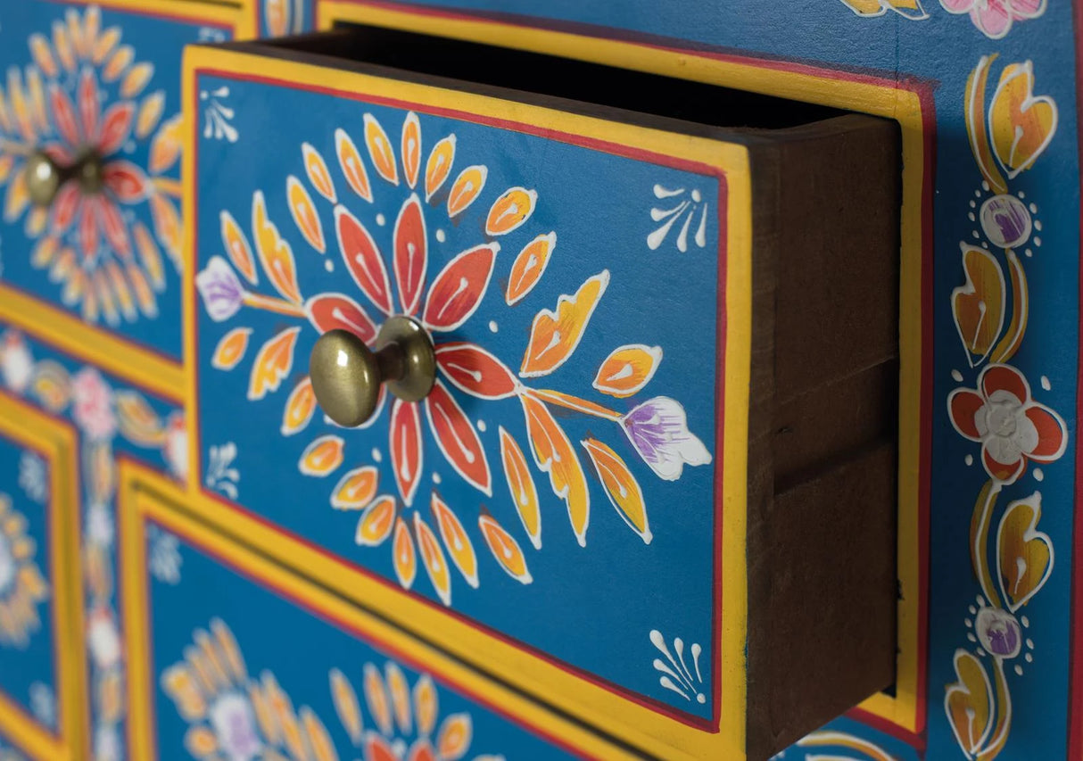 Giner and Colomer - Tall Mango & MDF Sideboard (7 Drawers, 2 Doors, Hand-Painted)