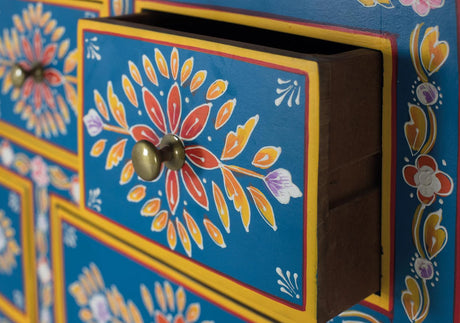 Giner and Colomer - Tall Mango & MDF Sideboard (7 Drawers, 2 Doors, Hand-Painted)