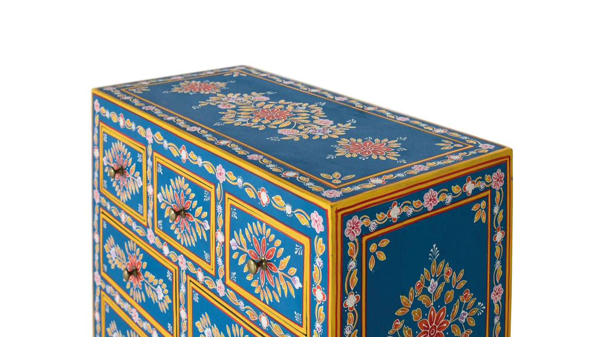 Giner and Colomer - Tall Mango & MDF Sideboard (7 Drawers, 2 Doors, Hand-Painted)