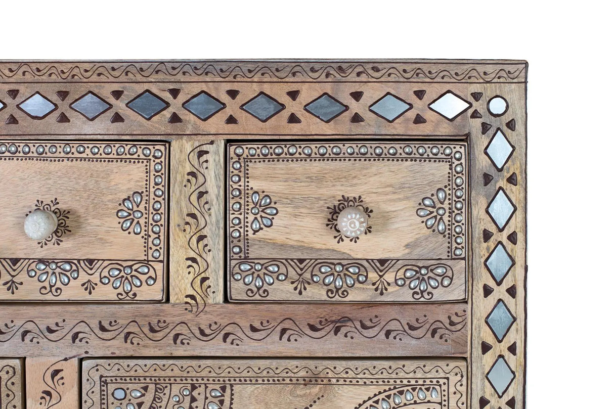 Giner and Colomer - Tall Mango & MDF Sideboard (7 Drawers, 2 Doors, Hand-Painted)