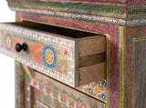 Giner and Colomer - Mango Wood Bedside Table (1 Drawer, 1 Door) With Hand-Painted Details