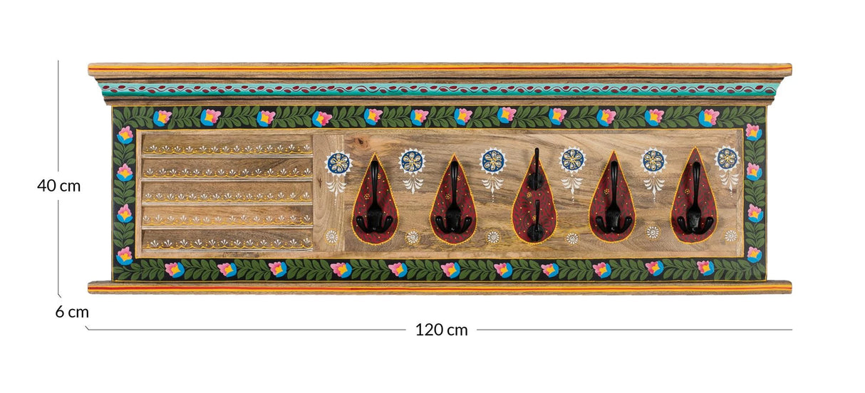 Giner and Colomer - Wall-Mounted Coat Rack In Hand-Painted Mango Wood