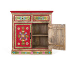 Giner and Colomer - Mango Wood Sideboard (2 Doors, 2 Drawers) With Hand-Painted Floral Accents
