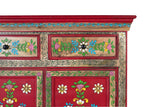 Giner and Colomer - Mango Wood Sideboard (2 Doors, 2 Drawers) With Hand-Painted Floral Accents