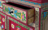 Giner and Colomer - Mango Wood Sideboard (2 Doors, 2 Drawers) With Hand-Painted Floral Accents