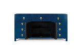 Giner and Colomer - Zen-Style Sideboard In Distressed Blue Lacquer With Antique Gold Hardware