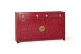 Giner and Colomer - Japanese-Style Sideboard In Distressed Blue Lacquer & Antique Gold Hardware