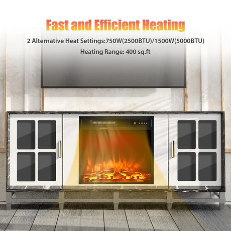 18"/45cm Electric Fireplace 1500W with Remote Control and Adjustable Flame