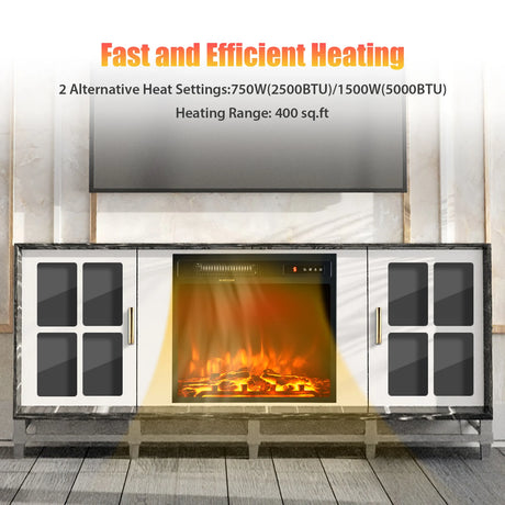 18"/45cm Electric Fireplace 1500W with Remote Control and Adjustable Flame