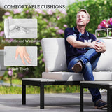 Outsunny Four-Piece Garden Corner Sofa Set with 2 Loveseats and 2 Coffee Tables - Grey